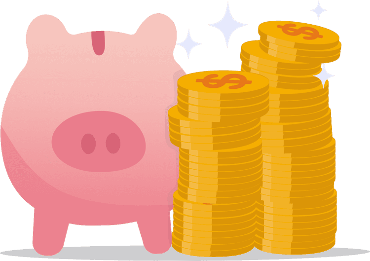 Pig with coins