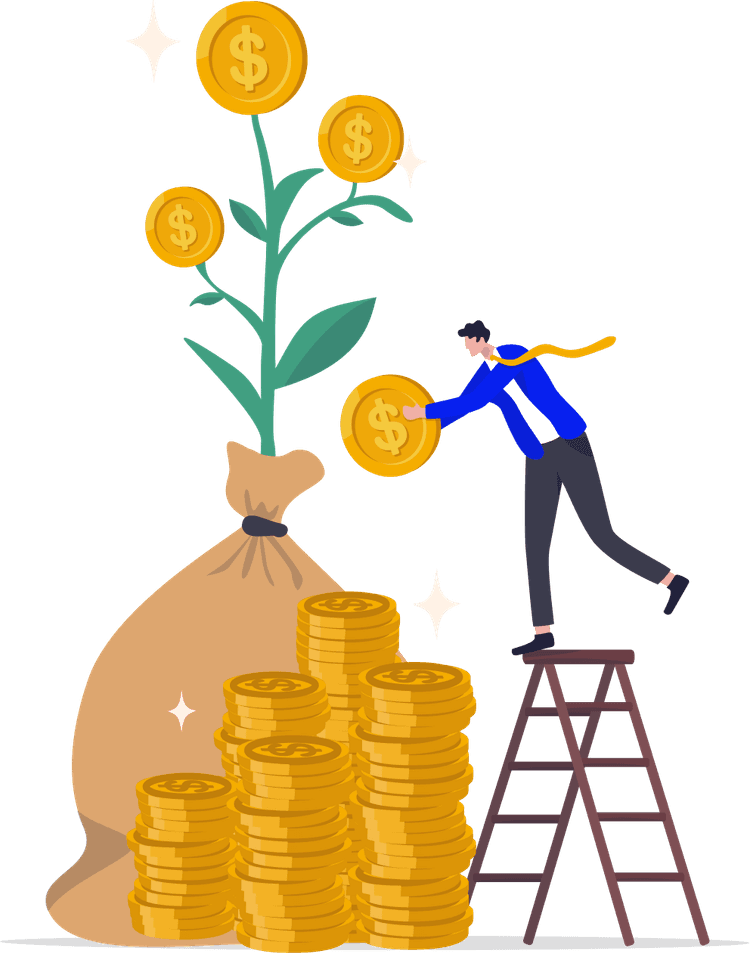 Man growing money tree